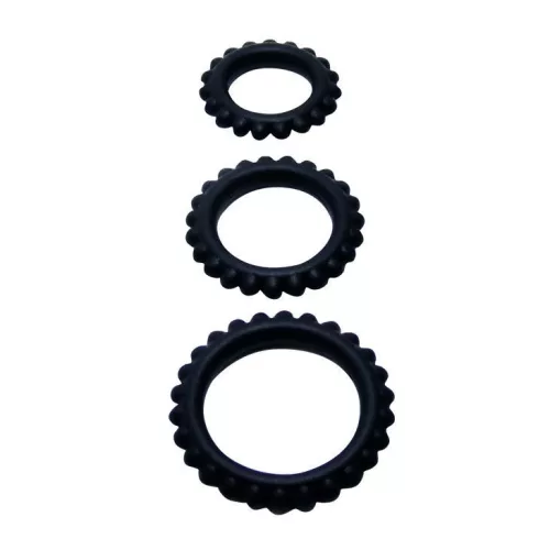BAILE - TITAN KÉSZLET 3PCS COCK RING BLACK 2,8 + 2,4 + 1,9 CM