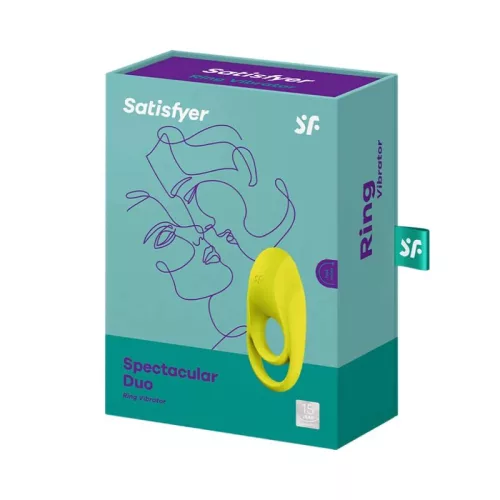 SATISFYER - LÁTVÁNYOS DUO RING VIBRATOR YELLOW