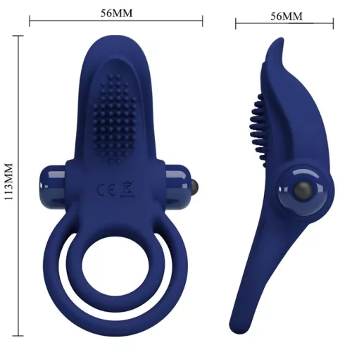 PRETTY LOVE - BRONSON DUPLA GYŰRŰ VIBRÁLÓ KÉK SZÍNNEL