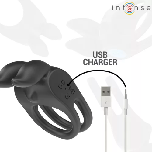 INTENSE - SAM VIBRÁTOR DUPLA PÉNISZGYŰRŰ 10 REZGÉS FEKETE