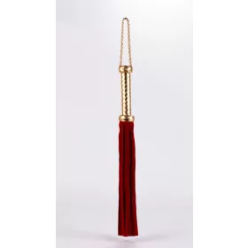   Flogger mit metallischem Leder-Griff und Wildleder-Tails Rot 18"