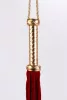 Flogger mit metallischem Leder-Griff und Wildleder-Tails Rot 18"
