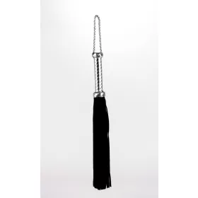   Flogger mit metallischem Ledergriff und Wildleder-Tails schwarz 18"