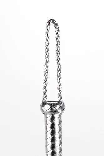 Flogger mit metallischem Ledergriff und Wildleder-Tails schwarz 18"