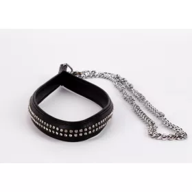   Lammleder-Griff mit 2 Reihen kleiner Strasssteine und schwarzer Metallkette