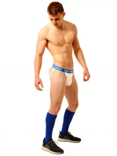 Fukker Jockstrap – stílusos fehér-kék fehérnemű férfiaknak