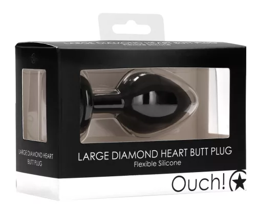 Diamond Heart - nagyméretű anál dugó, fekete