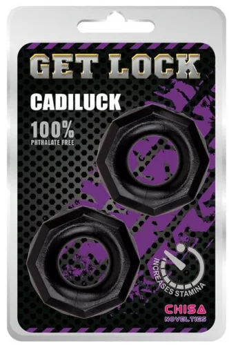 Cadiluck – 2 db prémium fekete péniszgyűrű szett