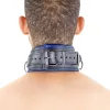 Párnázott bőrnyakörv – 3 D-gyűrűs, fekete-kék