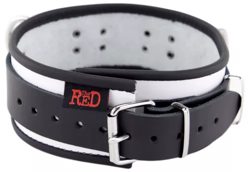Bőr nyaklánc 3 gyűrűvel – fehér-fekete elegancia