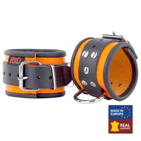 Premium Lederklemme – in orange/schwarzer Farbkombination