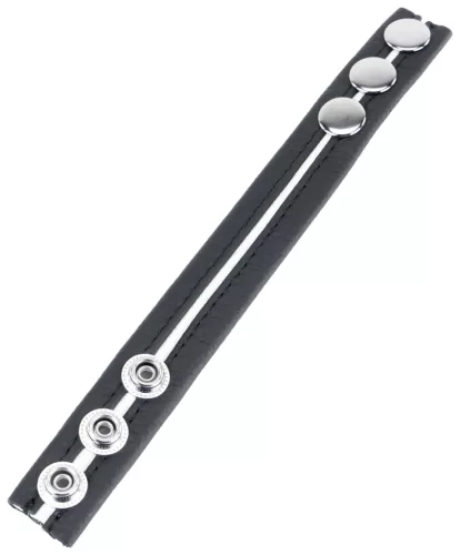 Prémium bőr péniszgyűrű – 3 fokozat, fekete-fehér