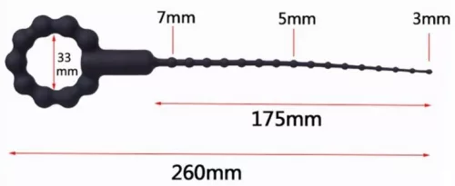 Vibráló húgycsőpálca O-gyűrűvel – 17,5 cm, 3-8 mm átmérő