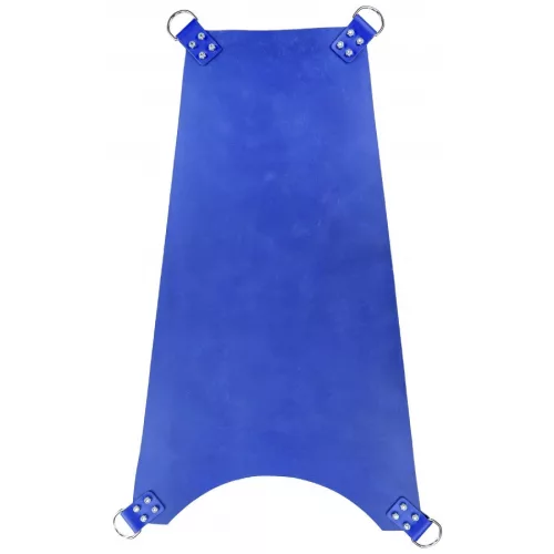 Schaukelbett aus Leder – verstellbare 4-Punkt-Version in Blau
