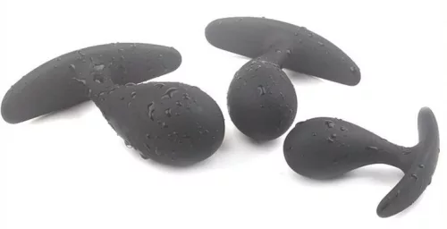 Készlet 3 db mini szilikon anál dugó – 11 x 3,5 cm, fekete
