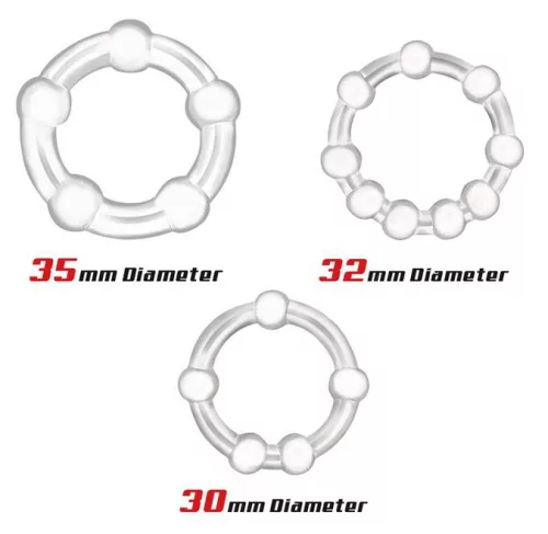 Mini Átlátszó Kék Rugalmas Kocka Péniszgyűrű Készlet 3 db
