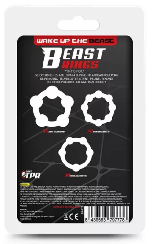 Mini Átlátszó Kék Rugalmas Kocka Péniszgyűrű Készlet 3 db