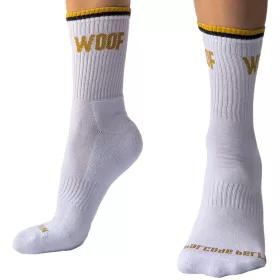Woof Barcode – stílusos fehér zokni prémium kivitelben