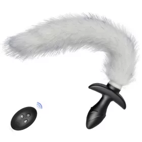   Vibráló Plug – ívelt, prémium kényeztető fehér farral