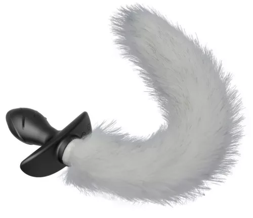 Vibráló Plug – ívelt, prémium kényeztető fehér farral