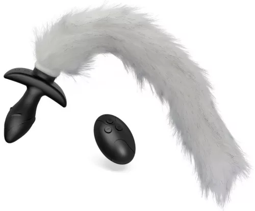 Vibráló Plug – ívelt, prémium kényeztető fehér farral
