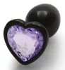 Bijou Heart Gem S – prémium anális kő, fekete-lila 6 x 2.6 cm
