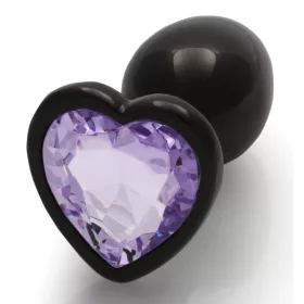   Bijou Heart Gem S – prémium anális kő, fekete-lila 6 x 2.6 cm