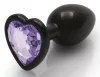 Bijou Heart Gem S – prémium anális kő, fekete-lila 6 x 2.6 cm