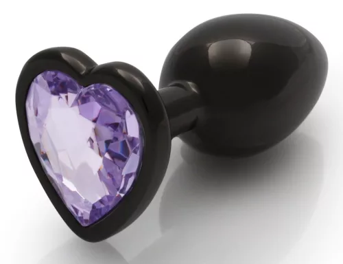 Bijou Heart Gem S – prémium anális kő, fekete-lila 6 x 2.6 cm