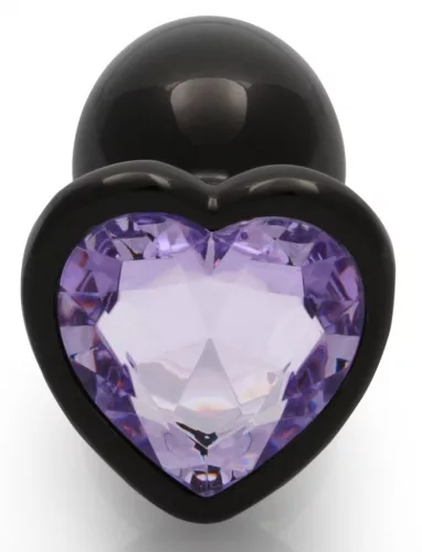 Bijou Heart Gem S – prémium anális kő, fekete-lila 6 x 2.6 cm