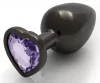 Bijou Heart Gem L – fekete-lila anális kényeztető 8x4 cm