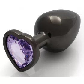   Bijou Heart Gem L – fekete-lila anális kényeztető 8x4 cm