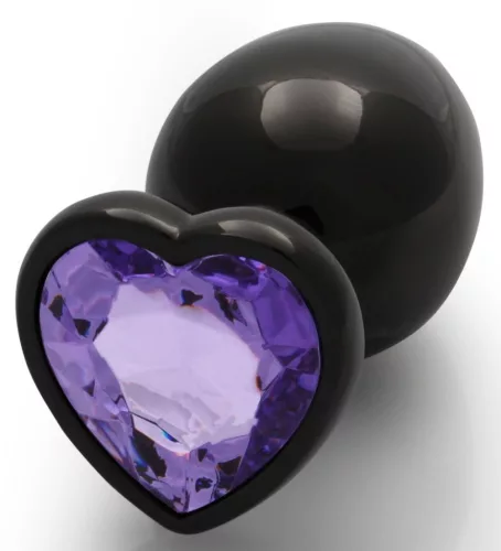 Bijou Heart Gem L – fekete-lila anális kényeztető 8x4 cm