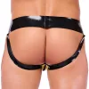 Xrub – fekete-sárga latex jockstrap cipzárral