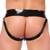 Xrub – zipzáras latex jockstrap fekete-fehér színben