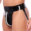 Xrub – zipzáras latex jockstrap fekete-fehér színben