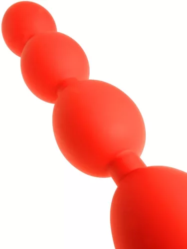 Anal balls - rugalmas tojások M - 45 x 5 cm - piros