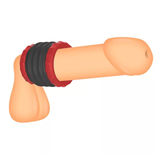 Soqlo Ballstretcher – Premium schwarz-roter Penisring 35 mm