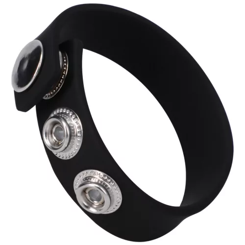 Állítható szilikon péniszgyűrű – három snap fekete