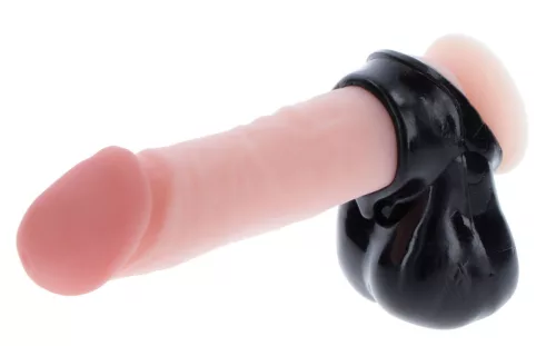 Hochwertiger schwarzer Hodensackhalter, weiches Lederdesign