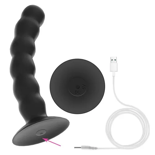 Vibrátor Hullámos alak, 10 rezgésmód, távirányítós 17 cm szilikon fekete