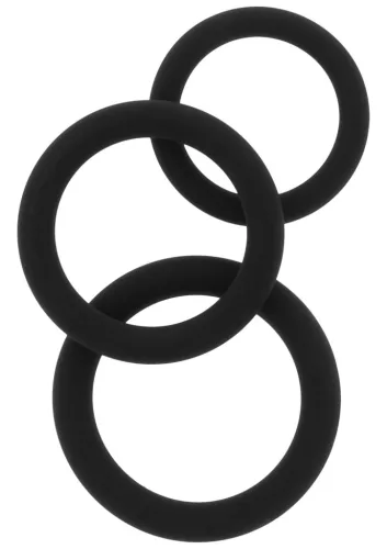 Stamstart – 3 db prémium fekete péniszgyűrű szett