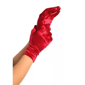 Handgelenklange Satinhandschuhe, rot, O/S