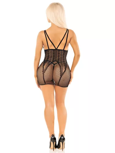 Heart Net Minikleid – Schwarz O/S