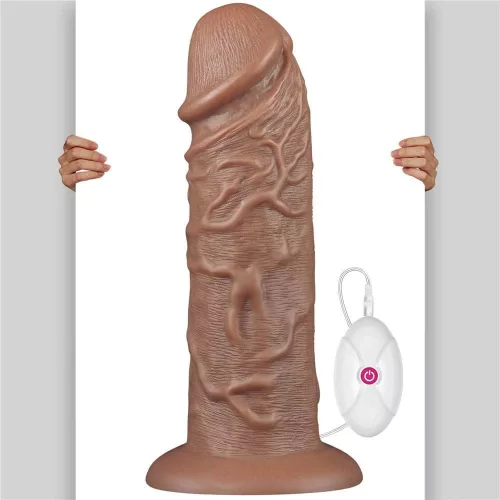 10,5' realistischer pummeliger vibrierender Dildo-Braun
