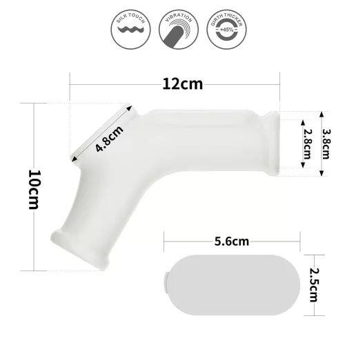 Vibrierender Seidenritter-Ring mit Hodensack-Ärmel (Weiß) I