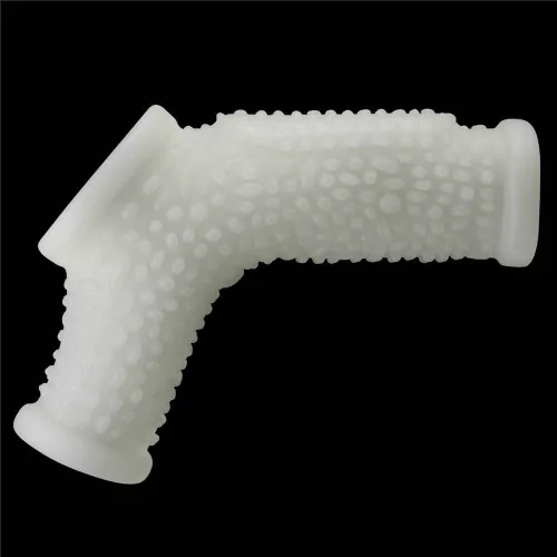 Vibrierender Tropf-Ritter-Ring mit Hodensackhülle (Weiß)