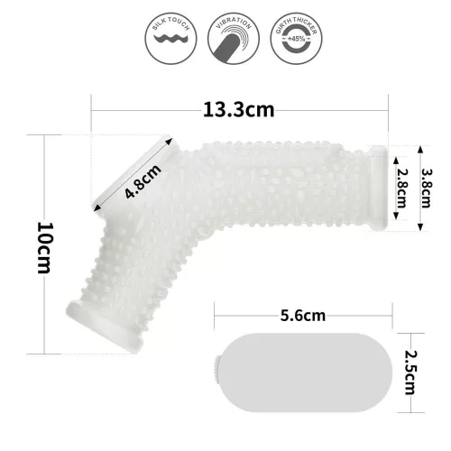 Vibrierender Tropf-Ritter-Ring mit Hodensackhülle (Weiß)