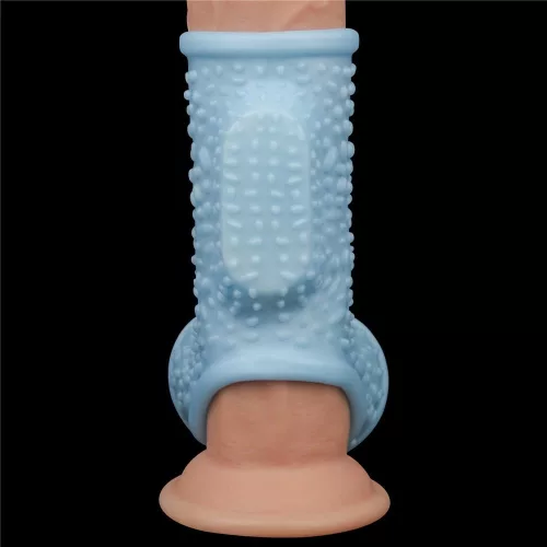 Vibrierender Tropfritter-Ring mit Hodensackhülle Blue_B15O50_3