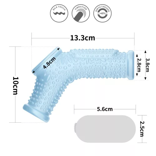 Vibrierender Tropfritter-Ring mit Hodensackhülle Blue_B15O50_3